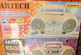 Vcd28-r Artech Portable Vcd/cd/cd-r/mp3 Disc Player With Radio And Cassette Read