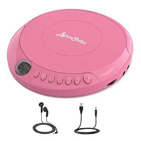 Byronstatics 810090221120 Portable Disc Cd Player Personal Walkman Music Anti-skip Pink