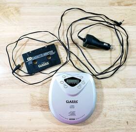 Classic Cl404 Retro Vintage 2000 Portable Car Cd Disc Player With Cassette Adapter