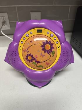 Disney Rcs-602 Cd Boombox Flower Shaped Personal Player Aux In Purple Yellow Green