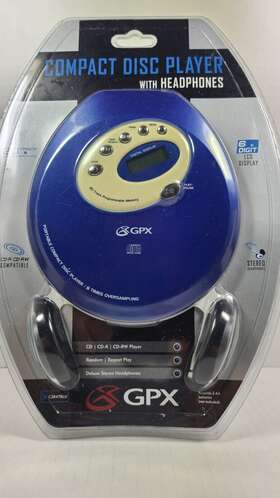 C3847blu Gpx Cd Player With Stereo Headphones Lcd Display 20 Track Programming. New