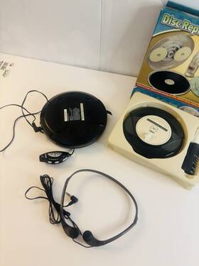 Gpx Cdp2001 Portable Cd Player Black With Headphones And Disc Repair System Kit