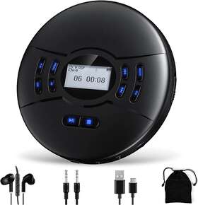 Gueray 744110541335 Portable Cd Player With Bluetooth Rechargeable 2000mah Battery Personal C