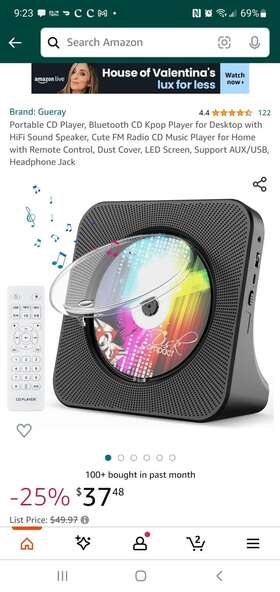 Hjgkc906b Gueray Portable Cd Player Bluetooth Remote
