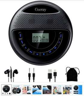Zl2020 Gueray Cd Player Portable Rechargeable Dual Speaker Stereo 1400mah Headphones