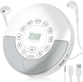 Gyet 445009366314 Cd Player Portable With Bluetooth - Rechargeable Personal Stereo