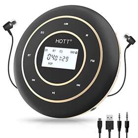 C105 Hott Portable Cd Player For Car With Bluetooth And Fm Transmitter Black