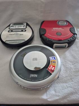 Jwin Wilson Magnavox 45ra Lot Of 3 Portable Cd Players Non Working For Parts Only