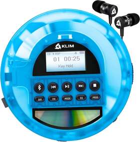 B0bzwj8ns7 Klim Nomad Portable Cd Player Fm Radio Bluetooth Fusion Earphones Clear Blue
