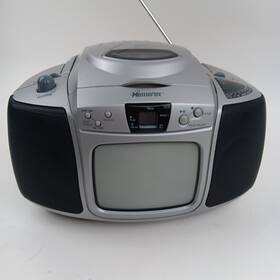 Mpt-3460 Memorex Silver Portable Am/fm Cd Player With 5 Inch Black And White Tv