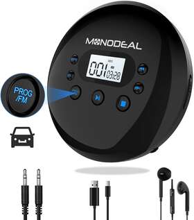 Monodeal 689738686702 Cd Player Portable With Fm Transmitter Rechargeabl