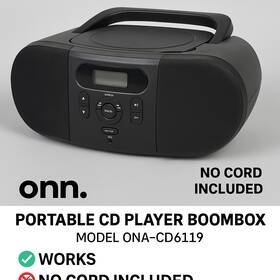 Ona-cd6119 Onn Onn. Portable Cd Player Boombox Am/fm Aux Model Works No Cord