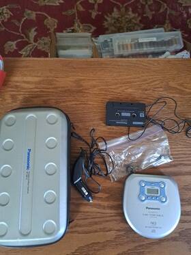Panasonic Rp-sb210 Vintage Portable Cd Player With Organizer Case Car Adapter