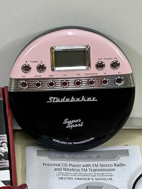 Sb3705pb Studebaker 077283010590 Personal Cd Player Fm Radio Anti-skip Transmitter Read