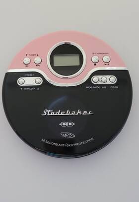 Sb3703s Studebaker Pink Black Portable Cd Mp3 Player With Fm Stereo Tested Works Great