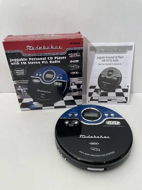 Sb3704cb Studebaker Retro Joggable Personal Am/fm Cd Player Blue/black - No Headphones