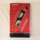 Wm-101 Sony Walkman Stereo Cassette Player Red Model For Parts Or