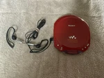 Red Sony Cd Walkman D-E220 Portable Player Esp Max Works MDR-J10 Headset. Fixed Price $83.50.