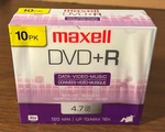 Maxell Dvd+r Data Video Music 10 Pack Blank Discs 4.7GB 4X 120MIN-NEW/SEALED. Fixed Price $8.99.