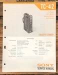Sony TC-42 Cassette Service Manual *original*. Fixed Price $14.97.