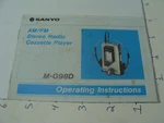 Original Vintage Instructions -- Sanyo M-G98D Am/fm Stero Radio Cassette 9PGS. Fixed Price $27.14.