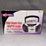 Vtg Sentry Mini Boom Box Am/fm Radio 5 Function Clock Antenna Twin Speakers. Fixed Price $9.89.