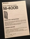 Sony Micro Cassette Recorder M-400B Operating Instructions. Fixed Price $9.99.