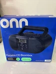 Onn. Portable Bluetooth Boombox/fm Radio Black Cd/rw, Presets, Ac/battery. Fixed Price $36.99.