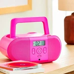 Portable Cd Boombox W/digital Fm Radio Player W/2.4RMS Output For Home Pink. Fixed Price $44.61.