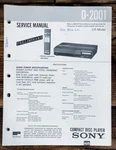 Sony D-2001 Cd Player Preliminary Service Manual *original*. Fixed Price $49.97.