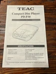 Vintage Teac Portable Cd Player Manual PD-P30. Fixed Price $16.00.
