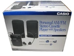 Vintage Portable Casio W-105 Am/fm Stereo Xbs Radio Cassette Tape Player Speaker. Fixed Price $70.00.