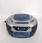 Audiophase CD-159 Portable Cassette Player Silver/blue Am/fm Works Partially. Fixed Price $20.00.