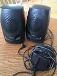 Vtg Sony Aux SRS-A11 Speakers + Power Adapter Tested. Fixed Price $15.00.