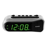 Sharp Digital Dual Alarm Clock, Silver With Green Led Display, Ascending. Fixed Price $10.28.