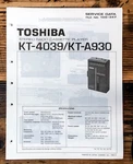 Toshiba KT-4039 KT-A930 Cassette Player Service Manual *original*. Fixed Price $14.97.