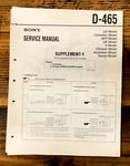 Sony D-465 Cd Player / Discman Supp. Service Manual *original*. Fixed Price $9.97.