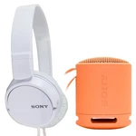 Sony XB100 Waterproof Bluetooth Speaker Orange + MDR-ZX110 Wired Headphone White. Fixed Price $65.99.