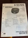 Sony D-151C Cd Player Service Manual From The Usa **original** 2217 5056. Fixed Price $13.99.