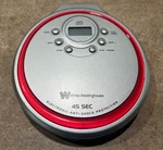 White Westinghouse Portable Cd Player, Model WMD13626CK, With Earbuds.. Fixed Price $19.99.