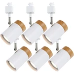 Type 6 Track Lighting Heads, Natural Solid Wood And Matte White Lampshade S.... Fixed Price $114.80.