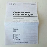 Sony Disc Player Instructions D-E300AN D-E301 D-E305 D-E307CK. Fixed Price $15.61.