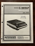 Superscope Model C-202LP Cassette Tape Recorder Service Data Original Oem. Fixed Price $14.99.