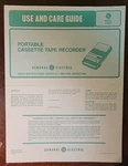 Use Care Guide/owner's Manual Ge Portable Cassette Tape Recorder-model 3-5087. Fixed Price $17.95.