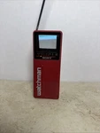 Vintage 1986 Christmas Red Sony Watchman FD-10A Back And White Tv,working. Fixed Price $39.95.