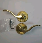 Emtek Dummy Door Knob Lever Polished Brass Cortina 8050 New Open Box Gold. Fixed Price $49.95.