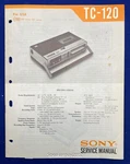 Original Sony Cassette-corder Service Manual / TC-120 -- #1. Fixed Price $14.95.