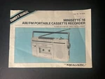 Realistic MINISETTE-16 Am/fm Portable Cassette Recorder Owner Guide Manual. Fixed Price $6.99.