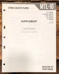 Sony MTL-10 Cassette Supp. #1SERVICE Manual *original*. Fixed Price $14.97.