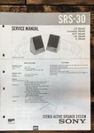 Sony SRS-30 Speaker Service Manual *original*. Fixed Price $19.97.